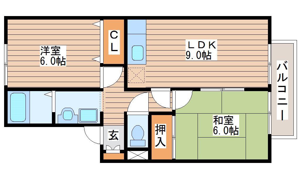 エスペランス(2LDK/1階)の間取り写真