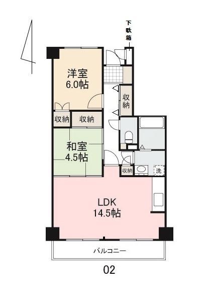 クレスト三条(2LDK/2階)の間取り写真