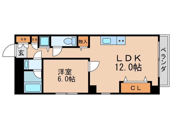 富士ビル(1LDK/6階)の間取り写真