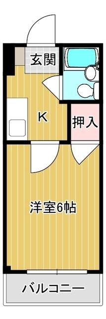 向山ハイツ(1K/3階)の間取り写真