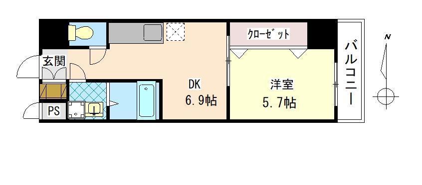 リデアル顕徳(1DK/3階)の間取り写真