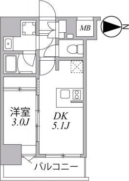 SYFORME住吉(1DK/8階)の間取り写真