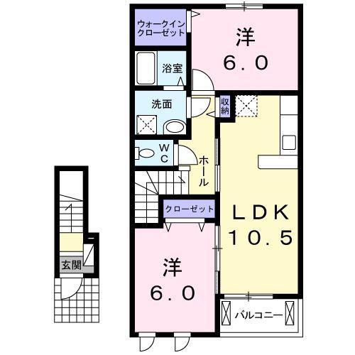 サウスブリーズ(2LDK/2階)の間取り写真