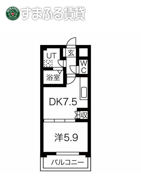 アスペン(1DK/1階)の間取り写真
