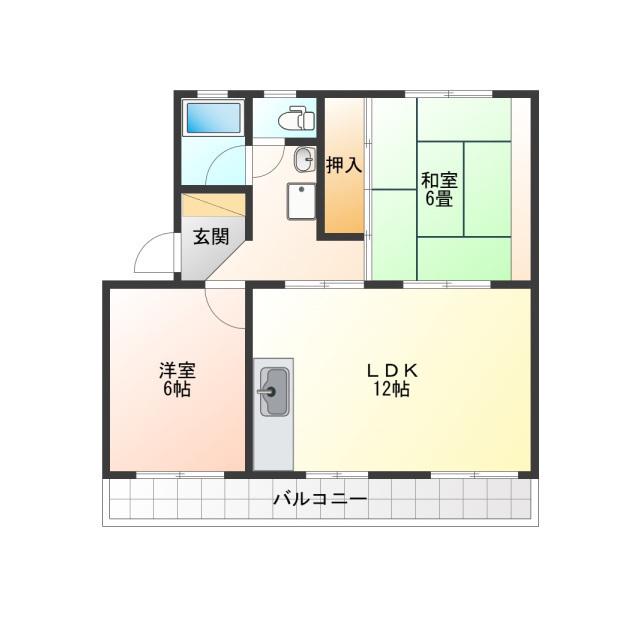 ハビテーション杉田(2LDK/2階)の間取り写真
