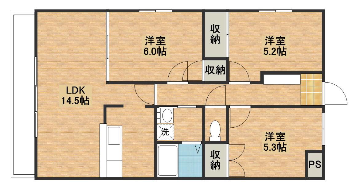 ラぺシュリー(3LDK/1階)の間取り写真