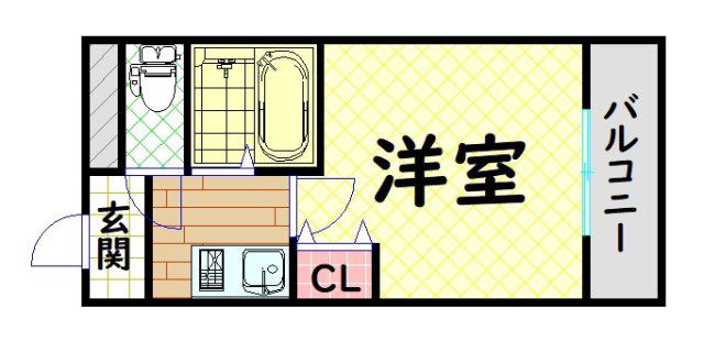 堺東弐番館(ワンルーム/1階)の間取り写真