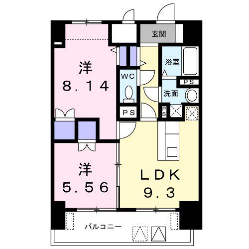 Jリヴェール高松南新町(2LDK/12階)の間取り写真