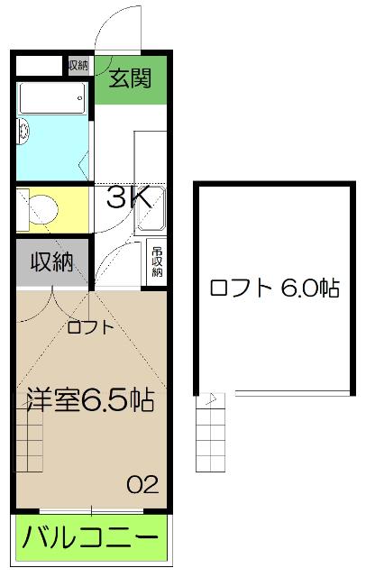 ピュア高須II(1SK/4階)の間取り写真