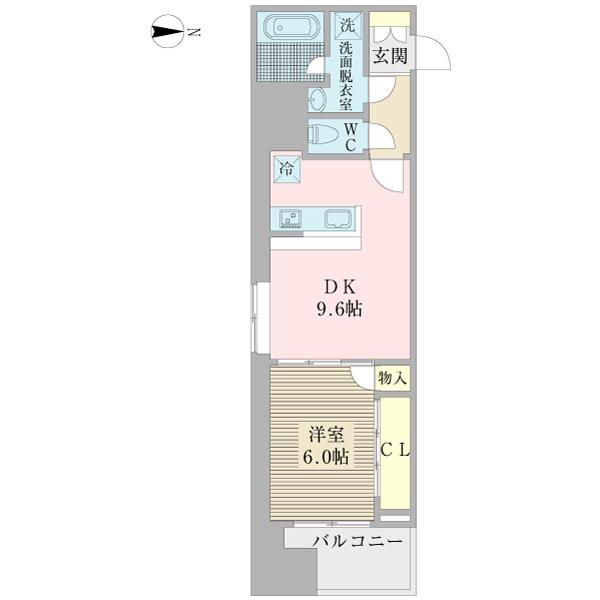 エル コンテント(1DK/6階)の間取り写真