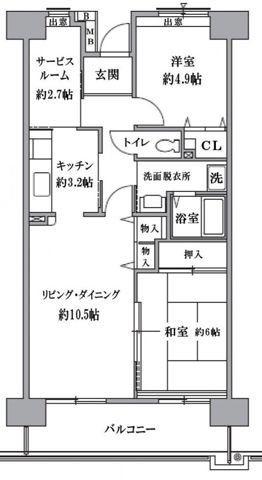 TS GARDEN 清瀬(2SLDK/6階)の間取り写真