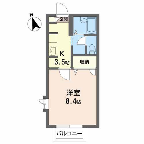 パインフラッツ(1K/2階)の間取り写真