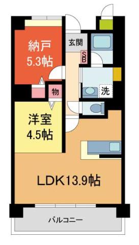セリシール夙川苦楽園(1SLDK/1階)の間取り写真