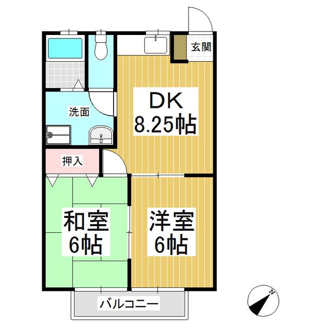 パル中島(2DK/2階)の間取り写真