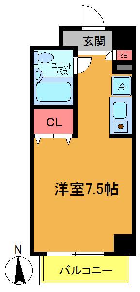 ソレイユM津田沼(1K/1階)の間取り写真