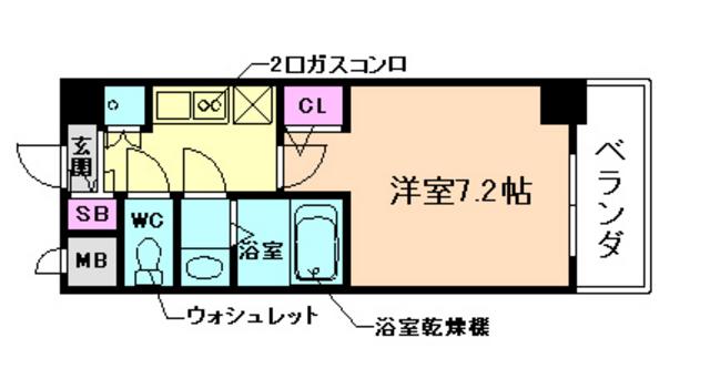 エヴァステージ梅田ウエスト(1K/9階)の間取り写真