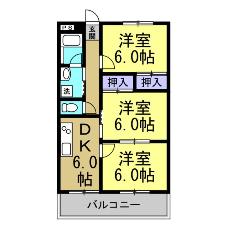 ハイツジョイア(3DK/1階)の間取り写真