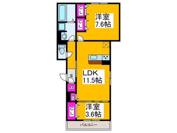 CLASHIST常磐町(2LDK/3階)の間取り写真