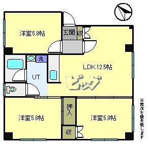 レモンハウス緑町(3LDK/3階)の間取り写真