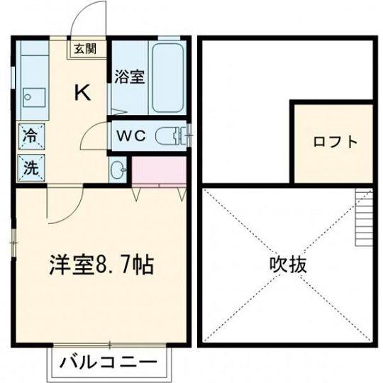 グランビュー岩沼(1K/1階)の間取り写真