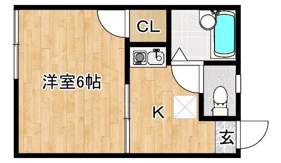 スカイコートB(1K/1階)の間取り写真