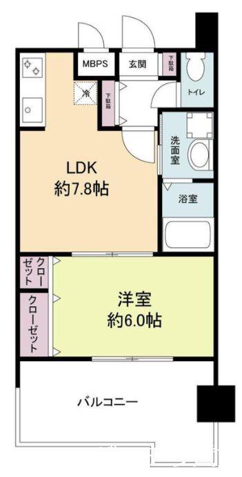 レジディア博多II(1DK/7階)の間取り写真