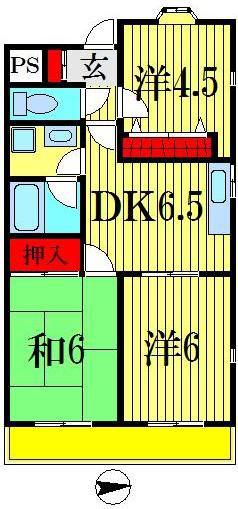 小川ハウス(3DK/3階)の間取り写真