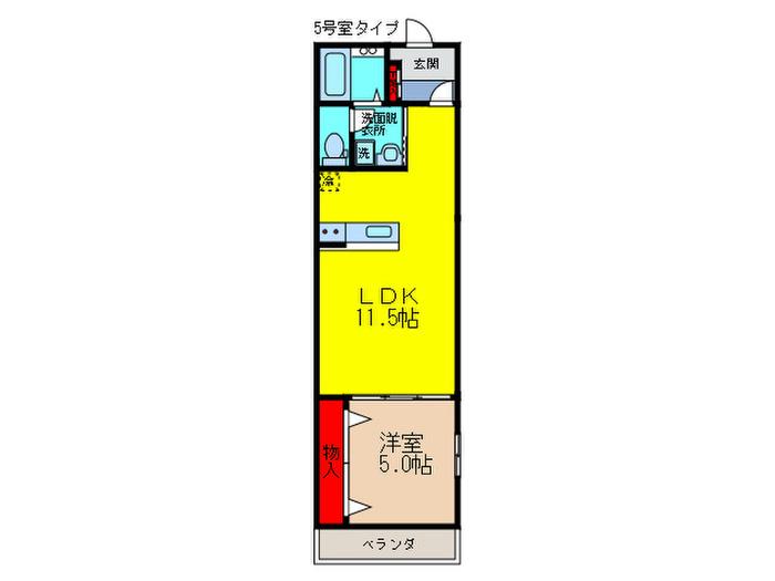 エルブ豊中曽根(1LDK/2階)の間取り写真