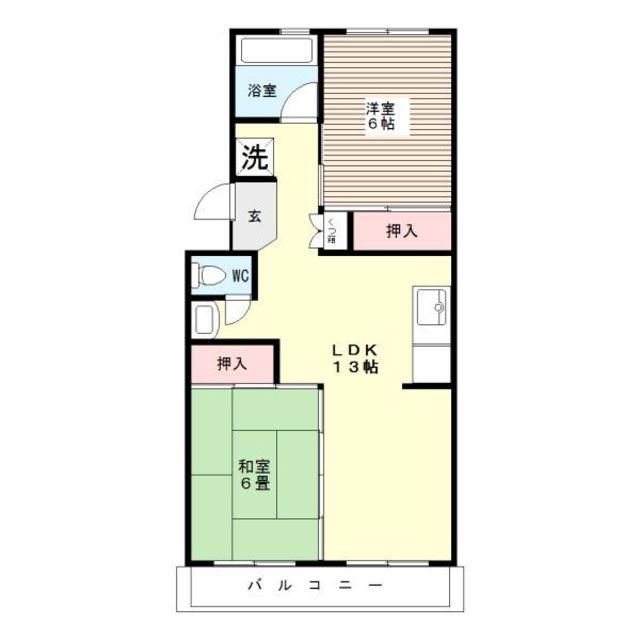 白石ビル(2LDK/3階)の間取り写真