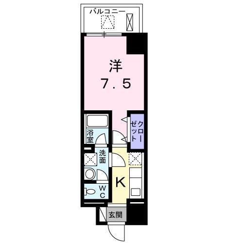 アマンレジデンス泉町(1K/6階)の間取り写真
