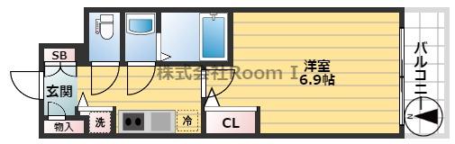 エスリード松屋町サウス(1K/2階)の間取り写真