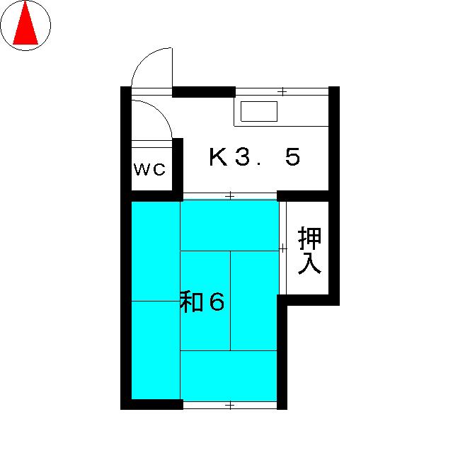 松江荘(1K/2階)の間取り写真