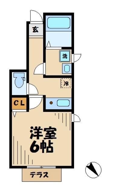 レベアス稲城長沼(1K/1階)の間取り写真