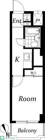 ベル島田(1K/8階)の間取り写真