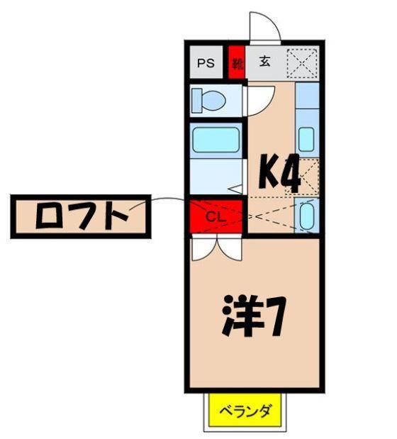 ハイツALBA B(1K/2階)の間取り写真