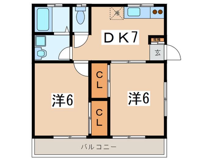 廣井コーポ(2DK/2階)の間取り写真