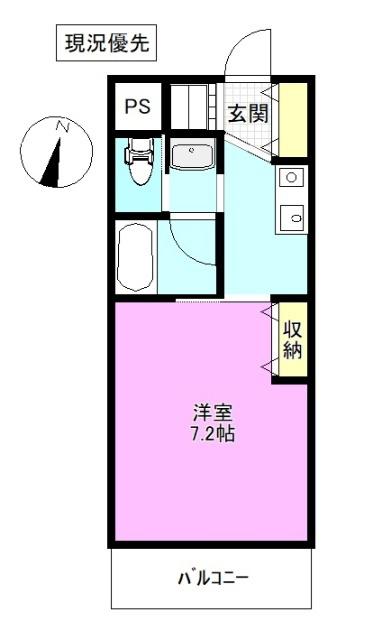 シティコート岩石 西館(1K/3階)の間取り写真