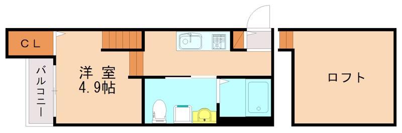 APARTMENT楓(ワンルーム/2階)の間取り写真