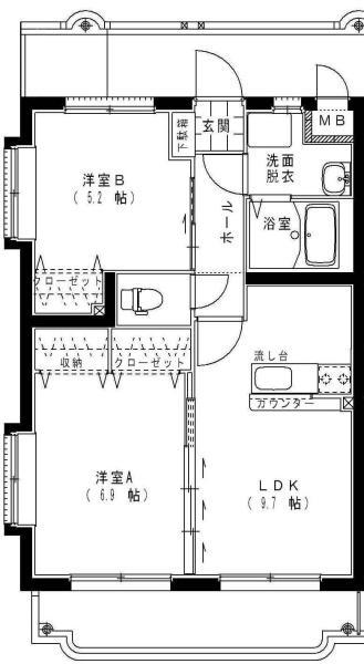 アンシャンテ・Ⅱ(2LDK/2階)の間取り写真