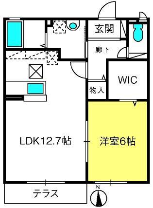 クオーレ(1LDK/2階)の間取り写真
