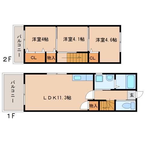 桜ハイツ II(3LDK/1階)の間取り写真