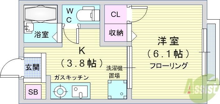 NEO21(1K/2階)の間取り写真