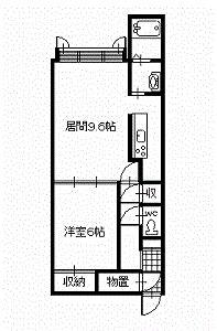 JR石北本線 新旭川駅 徒歩9分 2階建 築25年(1LDK/1階)の間取り写真