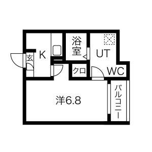 メイクスR道徳公園I(1K/3階)の間取り写真