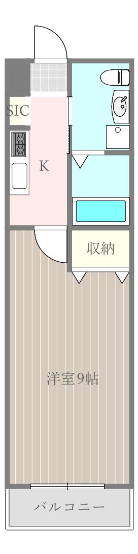 ラフィネ福室(1K/3階)の間取り写真