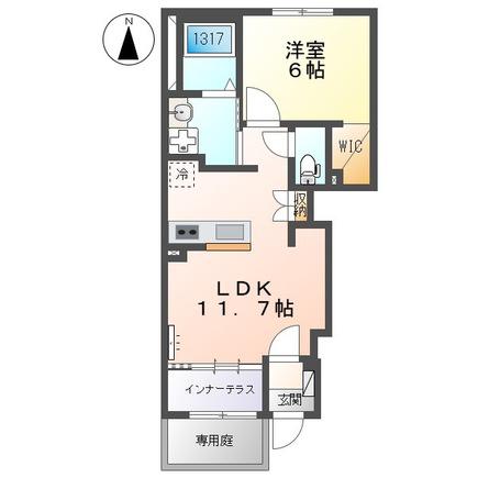 JR関西本線 春田駅 徒歩5分 2階建 築1年(1LDK/1階)の間取り写真