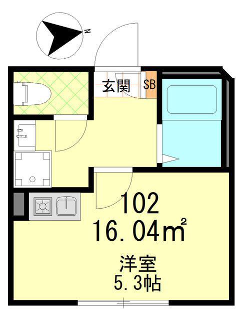 GRIP蓮根(ワンルーム/1階)の間取り写真