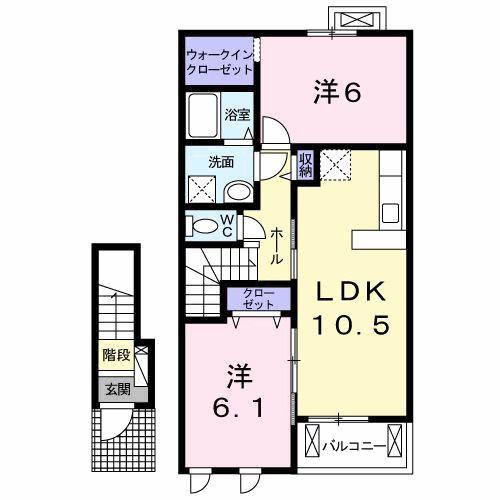 プレシオ(2LDK/2階)の間取り写真