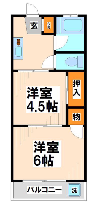 コーポラス三九(2K/2階)の間取り写真