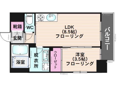 タツミ大橋(1LDK/2階)の間取り写真